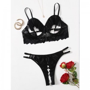 Nowa Hot Fashion Black Hollow Out Lace Siatki Kobiety Mini Dress Sexy Lingeri