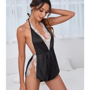 Kobiety Seksowna Bielizna Sheer See-przez Mesh Sexy Koronki Piżama Nightdress Jednolity Koszulka Koszula Nightgown